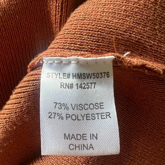 Haute Monde Rust Burnt Orange Long Sleeve Collared Top with Cinched Front Size M - Picture 8 of 8